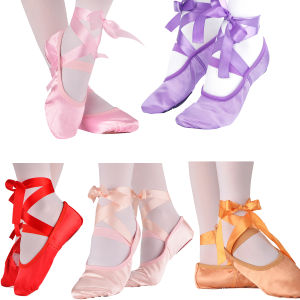 LOLANTA Girls Ballet Dance Shoes Canvas Soft Sole Ballet Slippers Children Practise Ballerina Shoes Women Adults Slippers Indoor Dance Shoes