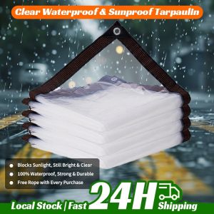 3X Makapal Transparent Waterproof Oilcloth 6x6M Outdoor Rainproof Sunshade Tarpaulin with Eyelets