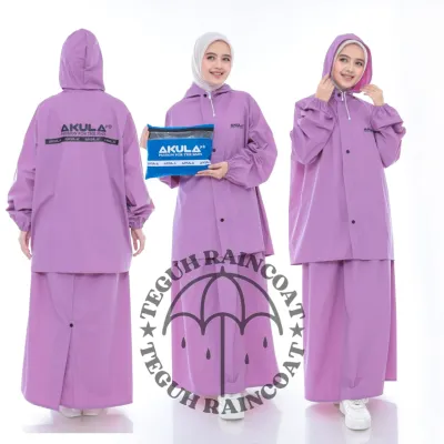 Jas Hujan Setelan Rok Wanita Bahan Premium KUAT TEBAL ELASTIS ANTI REMBES AKULA