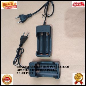 N37 ORIGINAL ADAPTOR MINI DUAL BATERAI 18650 2 SLOT PORT ADAPTER CHAS CASAN POWER TRAVEL CHARGER SUP