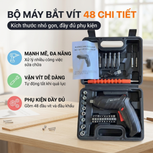 ⚡Miễn Phí Vận Chuyển⚡Máy khoan vít cầm tay SOPMEDIA máy bắn vít pin mini đa năng 47 phụ kiện bắt vít 2 chiều tặng kèm sạc và hộp đựng