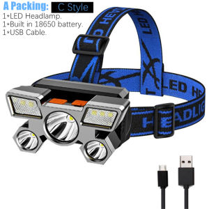 Đèn Pha 100% Nguyên Bản 4 Chế Độ T6 Đèn Pha LED Chống Nước Cho Công Việc Cắm Trại Đi Xe Đạp Chạy Bộ Câu Cá Đèn Pin Leo Núi Đi Bộ Đường Dài Ngoài Trời Dùng Pin Khẩn Cấp Có Thể Sạc Lại Phích Cắm Chuẩn US EU