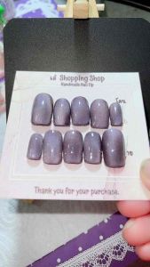 เล็บปลอมเล็บเจลแท้ %ราคาถูกงาน handmadeสีลูกแก้วเนื้อทรายไซส์mงานเรียบๆ