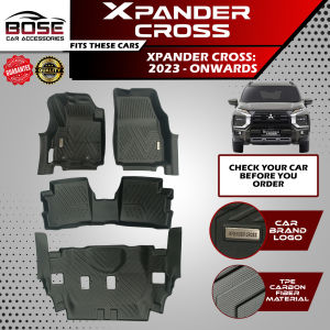 5D Black Diamond / TPE Carbon Fiber Deep Dish Matting for Mitsubishi Xpander Cross 2023 Onwards Year Model Elegant Design / Car Matting Floor Liner / Elegant Design Waterproof High Quality Accessories Accessory