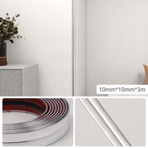 List Plat Strip Mirror Gold Lis Siku List Sudut Border Plafon PVC Flexibel Berperekat 3Meter Dekorasi Dinding Anti Air Anti rayap