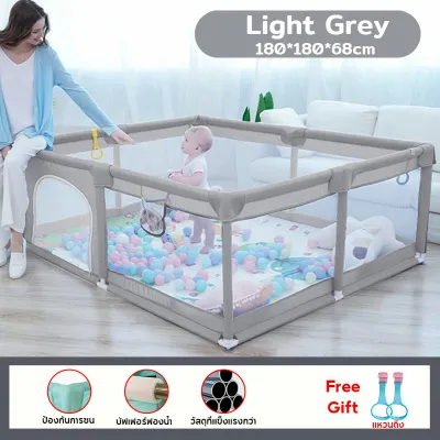 Baby Mabo Premium Baby Safety Playpen 68cm High Durable with 360° Elastic Mesh Thickened Anti-Collision Cotton Strong Suction Cups and Free Gift