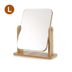 Wooden Desk Mirror High-Definition Portable Foldable Dressing Make Up Mirror 360 Degree Swivel Minimalistic Table Mirror Cermin Meja Cermin Muka Cermin Tandas