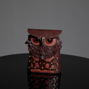 Womens Cartoon Owl Shoulder Bag Girls PU Leather Crossbody Bag Cute Purse Medieval Messenger Bag for Daily Travel
