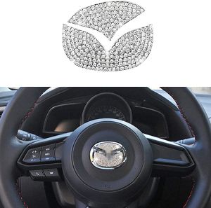 Mazda Steering Wheel Emblem Cover Logo Sticker Crystal Car Decorative Accessories for Mazda