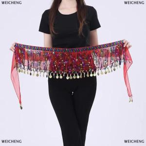 [COD] WEICHENG Boho Bellydance Hip Scarf W Dangling Sequins Sequins Hip Scarf Dance Performance Clothing Jazz Dance Accessories Show Costumes