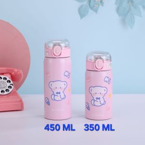 TUMBLER TERMOS MINI DENGAN SEDOTAN VACUUM CUP HOT & COOL 350 ML STAINLESS STEEL 304 / BOTOL MINUM TERMOS AIR ANAK / TERMOS TAHAN PANAS & DINGIN