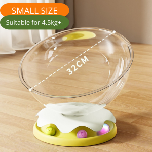 Transaparent Space Capsule Cat Bed Cat Nest Bed with Track Balls Toy Pet Bed Cat Nest Bed Cat House Sleeping Bed