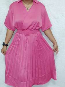 "WE LOVE345 NEW REALEASE plain dress with collar for women size M-2XL"
