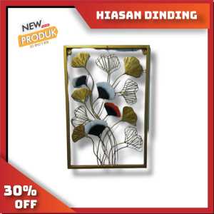 Walldecor Berkah Hiasan Dinding Minimalis 60x40 Modern Daun Bunga Emas Leaf Gingko Dekorasi Gantung