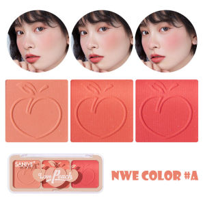 SANIYE 3-In-1 Blush Highlighter Makeup Tray Easy To Color Natural Lasting Blush Palette Silky And Fine Powder Color Blusher