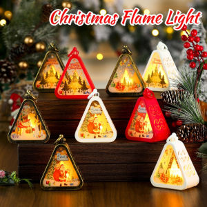 Vintage Christmas LED Night Lights Hanging Lantern Home Xmas Desktop Decor Ornaments Party Decoration Supplies