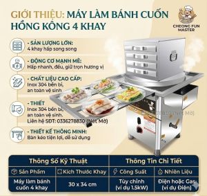 MÁY LÀM CUỐN NÓNG HỒNG KONG 4 KHAY 30*34cm