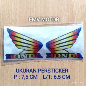 emblem sticker timbul wings honda twotone