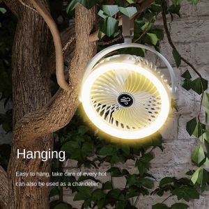 Wireless LED Ceiling Fan Light Outdoor Indoor Smart Fan with LED Lamp Portable led Fan Light Rechargeable Camping Fan Light