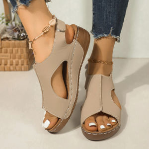 [Free Shipping] Plus-Size WomenS Summer Sandals Exclusively Thick-Soled Wedge Fish-Mouth Sandals