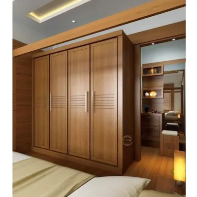 lemari bvaju almari pakaian 4 pintu kayu jati solid minimalis modern luxury home living japandi - harga dp