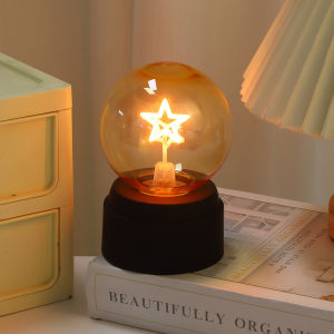 Vintage Bulb Shape Night Light Warm LED USB Charging Battery Powered Table Lamp Decoration for Bedroom Bedside Living Room Gift