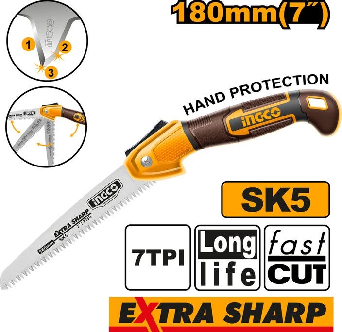 INGCO เลื่อยพับ HFSW1806 7 นิ้ว ใบเลื่อย SK5