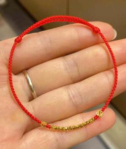 vòng tay tết chỉ đỏ mix charm xu kim tiền vàng tây và charm bi vàng 24k  vòng tay đá phong thủy trang sức thiết kế đủ hóa đơn thẻ bảo hành