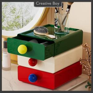 [Creative] Desktop Storage Drawer Stackable Pull Out Storage Boxes Color Contrast Drawer Organizer Office Sundries Stationery Storage Case