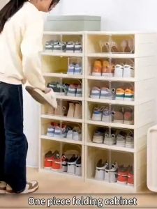 Foldable Shoe Box Installation-Free Shoe Rack Organizer Storage Cabinet Dust Proof Large Space