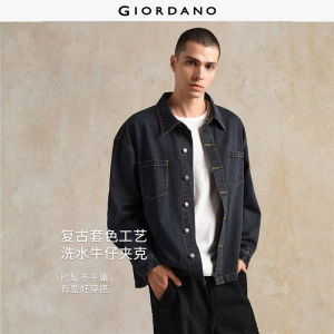 Giordano Men Double pockets wash denim jacket Free Shipping 18075826