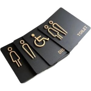 ERMENLED 1515cm Bathroom Sign Acrylic Adhesive Backed Door Sign Easy Install Wall Mountable WC Sign Door Installation
