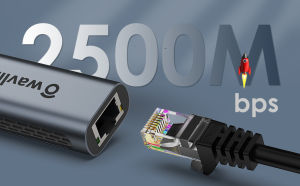 【2.5G】Wavlink Aluminum 2500Mbps USB C and USB 3.0 Gigatonal Ethernet Adapter Hybrid 2-in-1 Gigatonal Network Adapter Compatible with USB C/Thunderbolt 3 or USB 3.0 Laptop