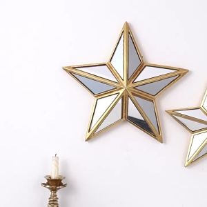 Sacesr Vintage Five Pointed Star Wall Mirror Gold Silver Inlaid Fragment Mirror Stars Room Decorations Wall Hanging Bohemian Wall Decor 9T1N6