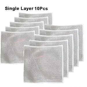 Kitchen Cleaning Cloth Reusable Steel Wire Cleaning Rag Non Stick Oil Dishcloth for Pans Stove Rust Removal Clean Tools