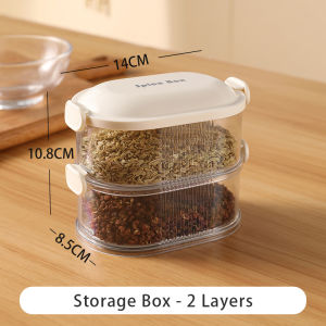 Vision Multi Layer Spice Storage Box Kitchen Freshness Box for Garlic/ Ginger and Green Onions Stackable Sealed Refrigerator Organizer for Food Storage Divided Food Serving Box with Lids