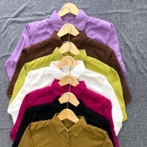 Kemeja Wanita Polos Shakila Twill Lengan Panjang Casual By Azka Collection