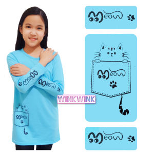 Kaos tunik anak lengan panjang meow