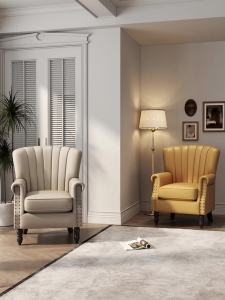 American Single Sofa Home Wingback Chair European Simple R Leather Balcony Lazy Sofa