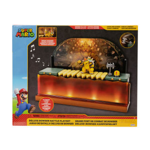 Nintendo Super Mario Deluxe Bowser Battle Playset with Lights and Sounds 2.5 Inch Bowser Action Figure Included
