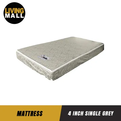 Living Mall 4 Inch Single Grey High Density Foam Mattress