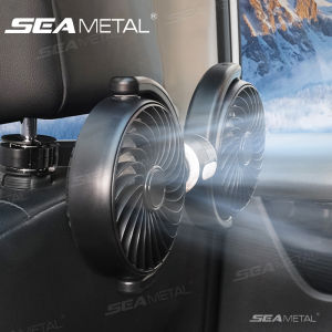 SEAMETAL Double Head Car Fan Silent Folding Powerful 3 Speeds Adjustable USB Electric Fan for Car Dashboard Home Office SUV 5V/12V