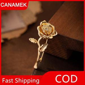 【CANAMEK】 Sang Trọng Cao cấp Vàng-Tone Rose Flower Trâm Pin Cho Phụ Nữ Và Nam Giới-Thanh Lịch Phù Hợp Với Huy Hiệu Áo Thời Trang Trang Sức Ve Áo Phụ Kiện