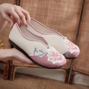 Giày Đế Bằng   Giày Vải Thêu Hoa   Giày Một Lớp   Giày Nữ  2022 Phong Cách R Mới Mùa Xuân Và Mùa Hè