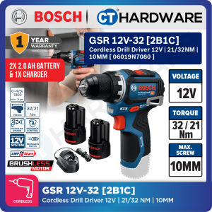 Bosch GSR 12V-32 SOLO Cordless Drill Driver 12V | 21/32NM | 10MM | 06019N7080 [ GSR12V32SOLO ] Pemutar Skru Elektrik