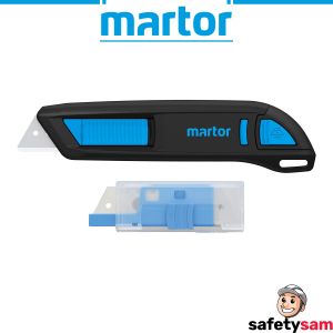 MARTOR Secunorm 300 Safety Knife with Blade Retract Ergonomic Soft Grip 17mm Cutting Depth GS-Certified with Replacement Blades