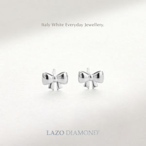 LAZO DIAMOND Everyday Dainty Ribbon Bow Stud Earrings in 375/9K White Gold