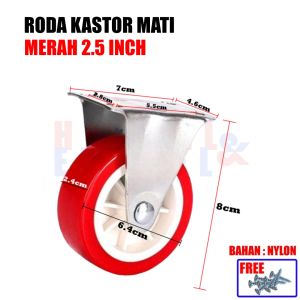 Roda Kastor Troli Etalase Pvc Nylon 2.5" Inch (Mati Hidup REM) / Roda Caster Trolley Roda Troli Roda Lemari Furnitur