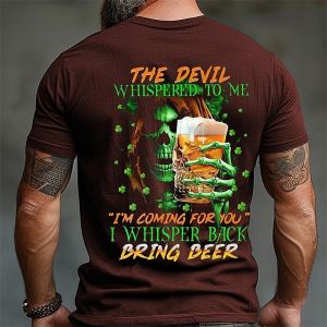 [Local Stock] VCC Mens T Shirt 3D Skull Print Tee Hip Hop Trend Street Clothing Fashion Beer Pattern Loose T-shirt Casual O-neck Short Sleeve Top