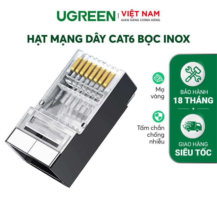 Đầu (hạt) bấm mạng RJ45 cho dây CAT6 bọc inox chống nhiễu UGREEN NW111 ...